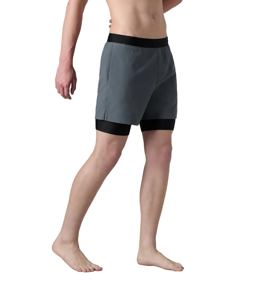 Men's 4 Way Comfort Stretch Volley Watershorts With Built In Jammer - Grey Lead & Anthracite