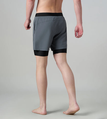Men's 4 Way Comfort Stretch Volley Watershorts With Built In Jammer - Grey Lead & Anthracite