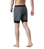 Men's 4 Way Comfort Stretch Volley Watershorts With Built In Jammer - Grey Lead & Anthracite
