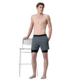 Men's 4 Way Comfort Stretch Volley Watershorts With Built In Jammer - Grey Lead & Anthracite