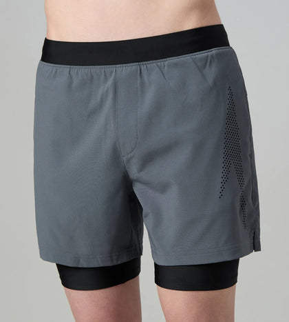 Men's 4 Way Comfort Stretch Volley Watershorts With Built In Jammer - Grey Lead & Anthracite