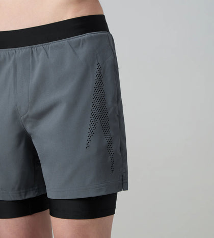 Men's 4 Way Comfort Stretch Volley Watershorts With Built In Jammer - Grey Lead & Anthracite