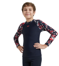 Boy's Endurance 10 Glitchamp Long Sleeve Suntop - True Navy & Lava Red