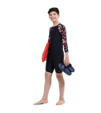 Boy's Endurance 10 Glitchamp Long Sleeve Suntop - True Navy & Lava Red
