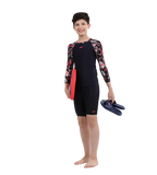 Boy's Endurance 10 Glitchamp Long Sleeve Suntop - True Navy & Lava Red