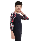 Boy's Endurance 10 Glitchamp Long Sleeve Suntop - True Navy & Lava Red