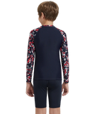Boy's Endurance 10 Glitchamp Long Sleeve Suntop - True Navy & Lava Red