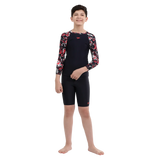 Boy's Endurance 10 Glitchamp Long Sleeve Suntop - True Navy & Lava Red