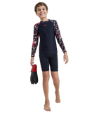 Boy's Endurance 10 Glitchamp Long Sleeve Suntop - True Navy & Lava Red