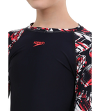 Boy's Endurance 10 Glitchamp Long Sleeve Suntop - True Navy & Lava Red