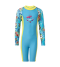 Girl's Endura Brite All In One Kneesuit - Picton Blue, Hyper Yellow & White