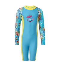 Girl's Endura Brite All In One Kneesuit - Picton Blue, Hyper Yellow & White