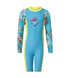Girl's Endura Brite All In One Kneesuit - Picton Blue, Hyper Yellow & White
