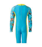 Girl's Endura Brite All In One Kneesuit - Picton Blue, Hyper Yellow & White