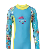 Girl's Endura Brite All In One Kneesuit - Picton Blue, Hyper Yellow & White