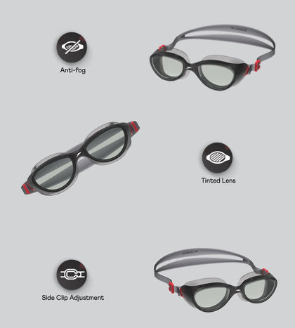 Unisex Adult Futura Hydrospex Anti Fog Coated Lens Swim Goggles For Men and Women - Black & Glacier Grey