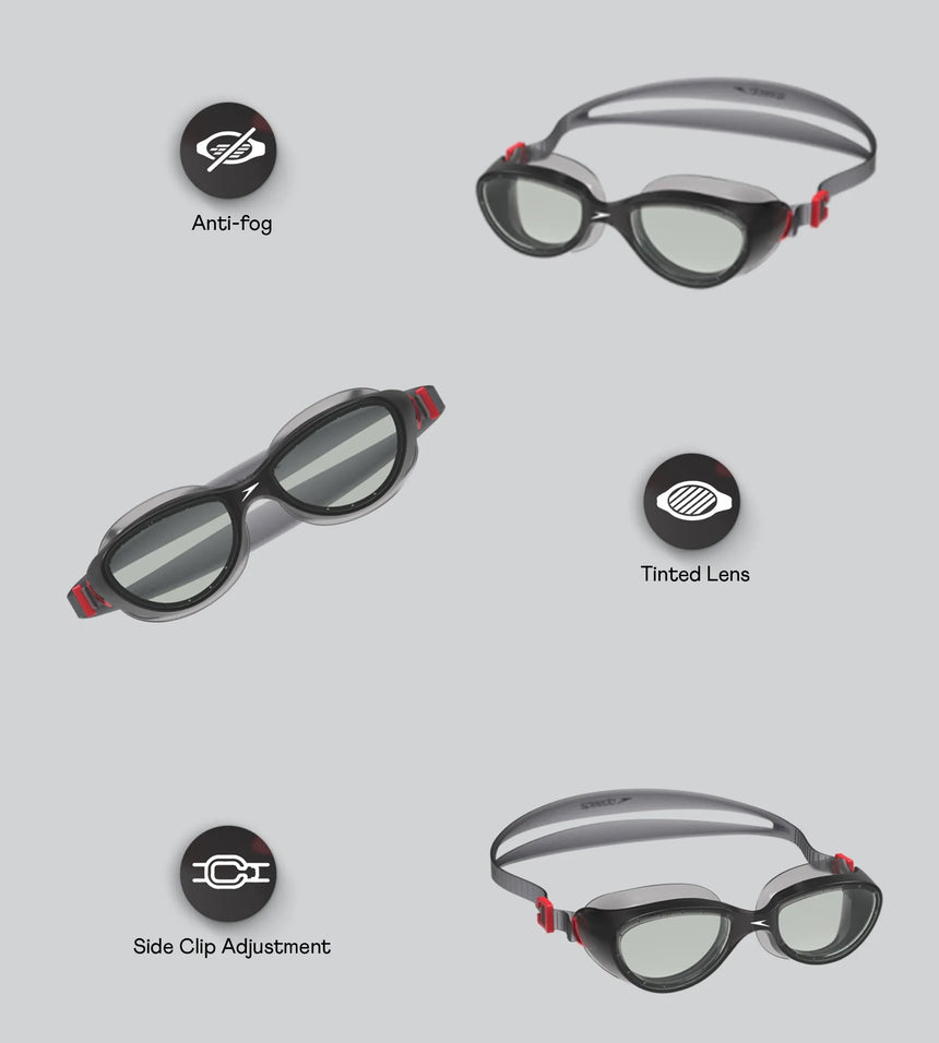 Unisex Adult Futura Hydrospex Anti Fog Coated Lens Swim Goggles For Men and Women - Black & Glacier Grey