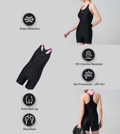 Women's Endurance10 Classsic Lycra Racerback Legsuit  - Black & Ruby