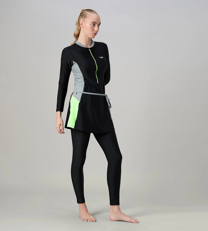 Women's Endurance10 Two Piece Closedback Full Body Suit - Black, Monument & Pale Clover