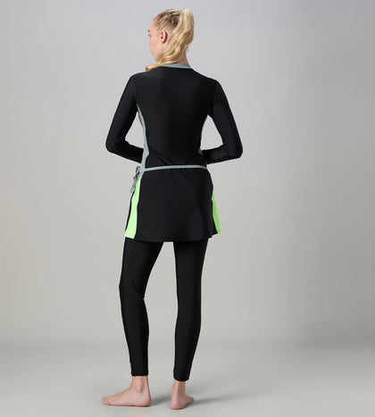 Women's Endurance10 Two Piece Closedback Full Body Suit - Black, Monument & Pale Clover