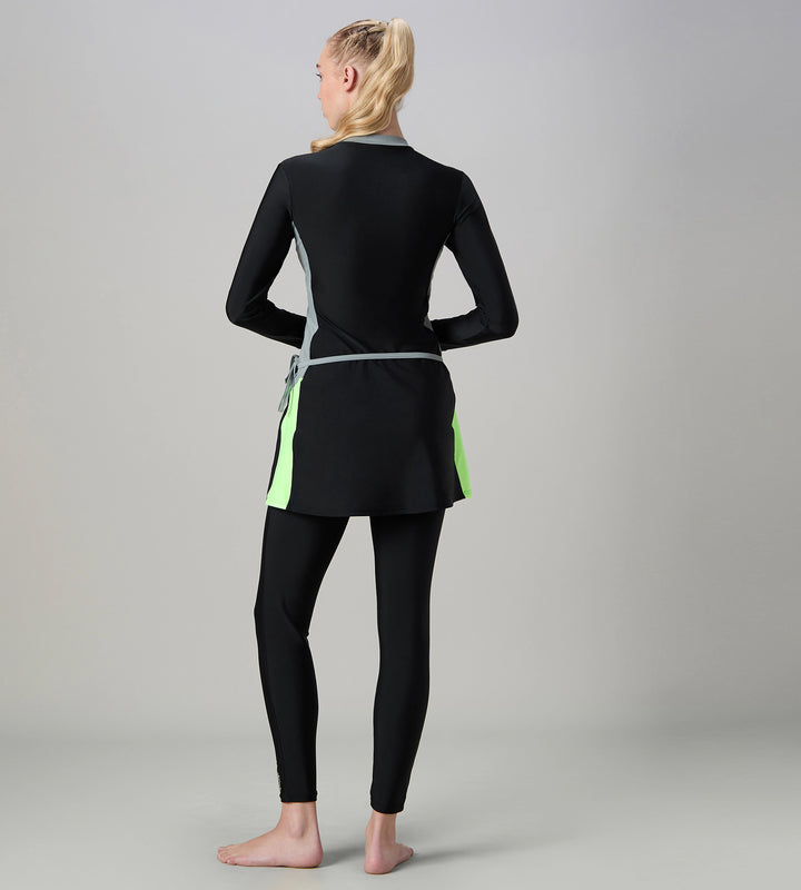 Women's Endurance10 Two Piece Closedback Full Body Suit - Black, Monument & Pale Clover