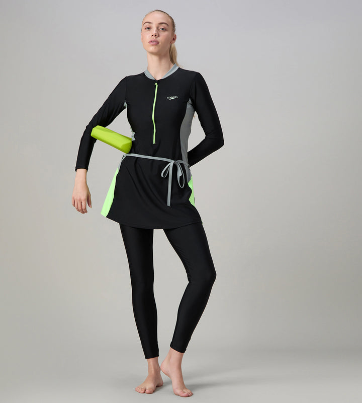 Women's Endurance10 Two Piece Closedback Full Body Suit - Black, Monument & Pale Clover