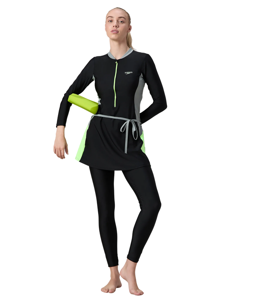 Women's Endurance10 Two Piece Closedback Full Body Suit - Black, Monument & Pale Clover