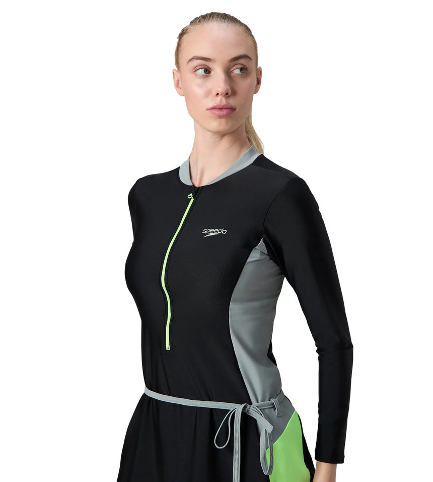 Women's Endurance10 Two Piece Closedback Full Body Suit - Black, Monument & Pale Clover
