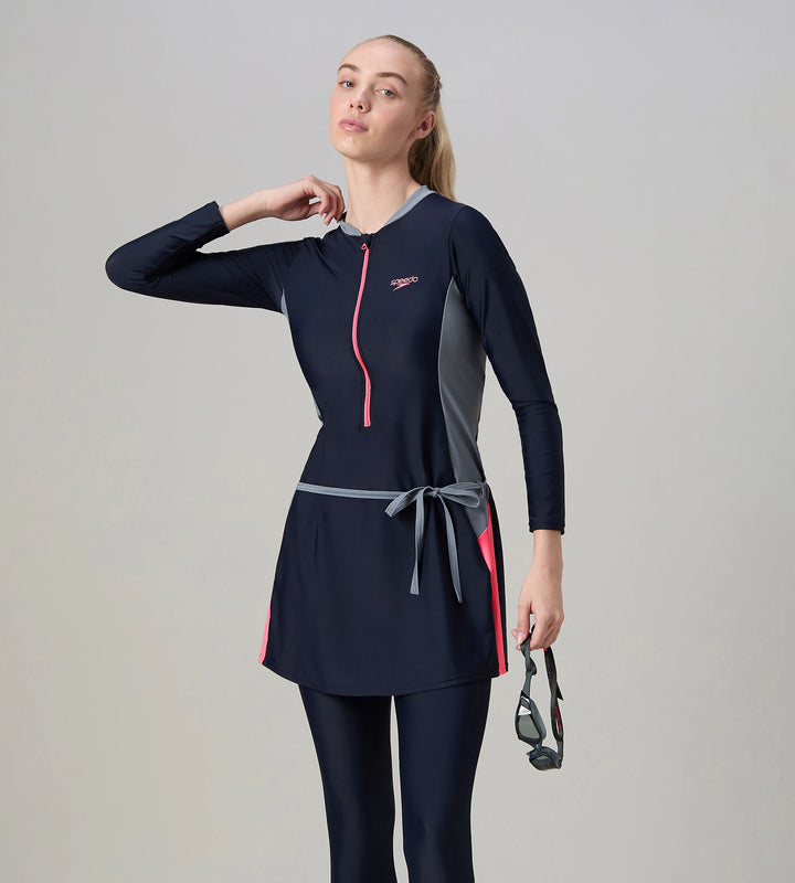 Women's Endurance10 Two Piece Closedback Full Body Suit - Navy, Coin Grey & Pink Lemonade