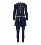 Women's Endurance10 Two Piece Closedback Full Body Suit - Navy, Coin Grey & Pink Lemonade