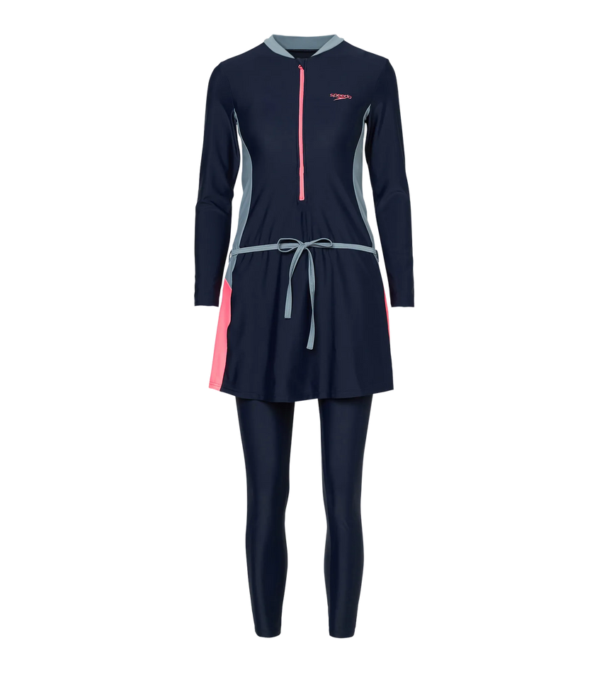 Women's Endurance10 Two Piece Closedback Full Body Suit - Navy, Coin Grey & Pink Lemonade