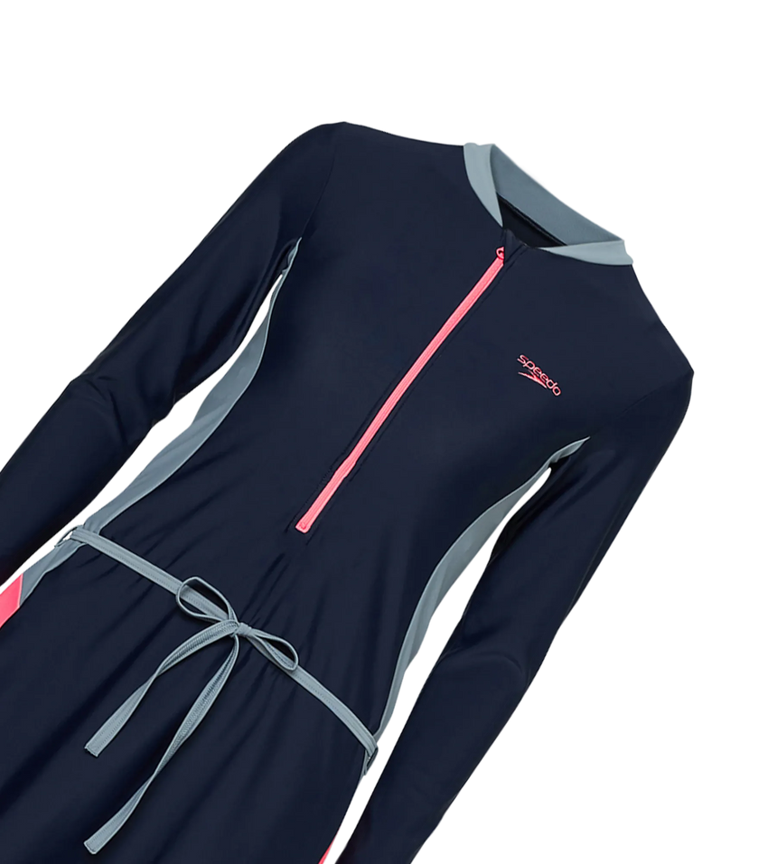 Women's Endurance10 Two Piece Closedback Full Body Suit - Navy, Coin Grey & Pink Lemonade