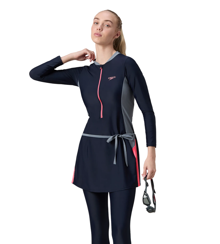 Women's Endurance10 Two Piece Closedback Full Body Suit - Navy, Coin Grey & Pink Lemonade