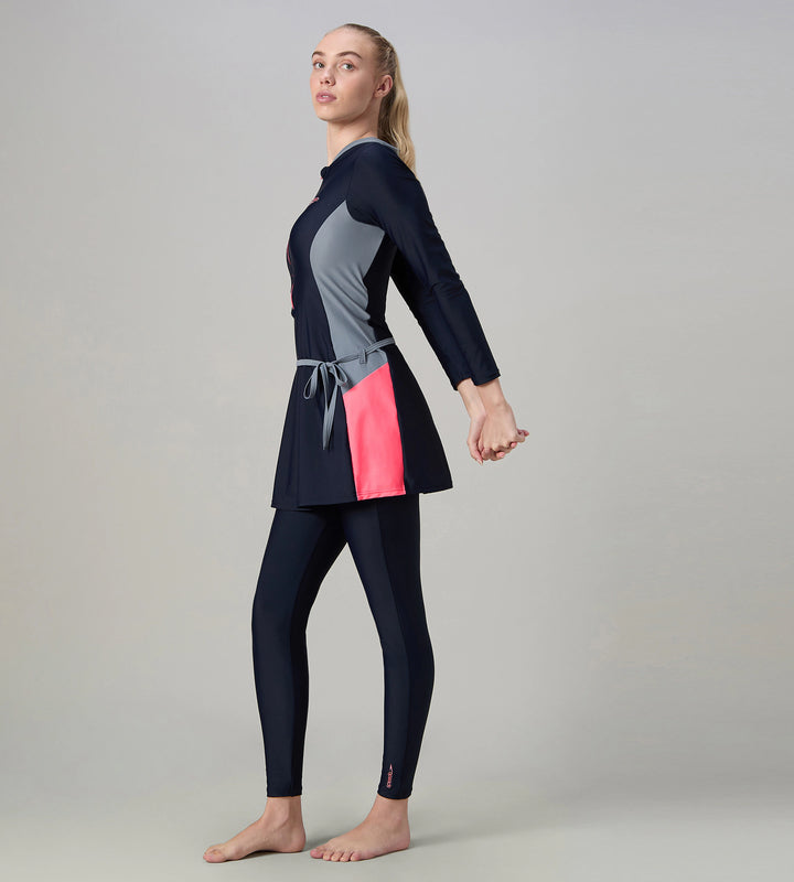 Women's Endurance10 Two Piece Closedback Full Body Suit - Navy, Coin Grey & Pink Lemonade
