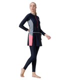 Women's Endurance10 Two Piece Closedback Full Body Suit - Navy, Coin Grey & Pink Lemonade