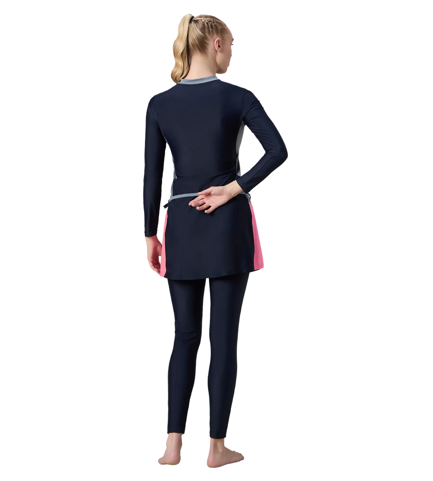 Women's Endurance10 Two Piece Closedback Full Body Suit - Navy, Coin Grey & Pink Lemonade