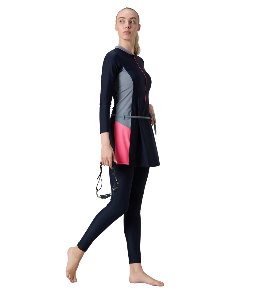 Women's Endurance10 Two Piece Closedback Full Body Suit - Navy, Coin Grey & Pink Lemonade