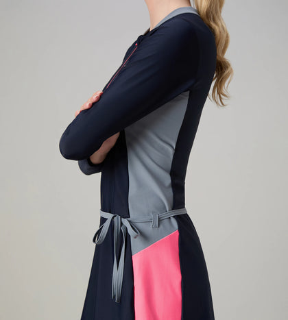 Women's Endurance10 Two Piece Closedback Full Body Suit - Navy, Coin Grey & Pink Lemonade