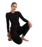 Women's Endurance10 Two Piece Closedback Full Body Suit - Black, Plum Dandy & Neon Violet