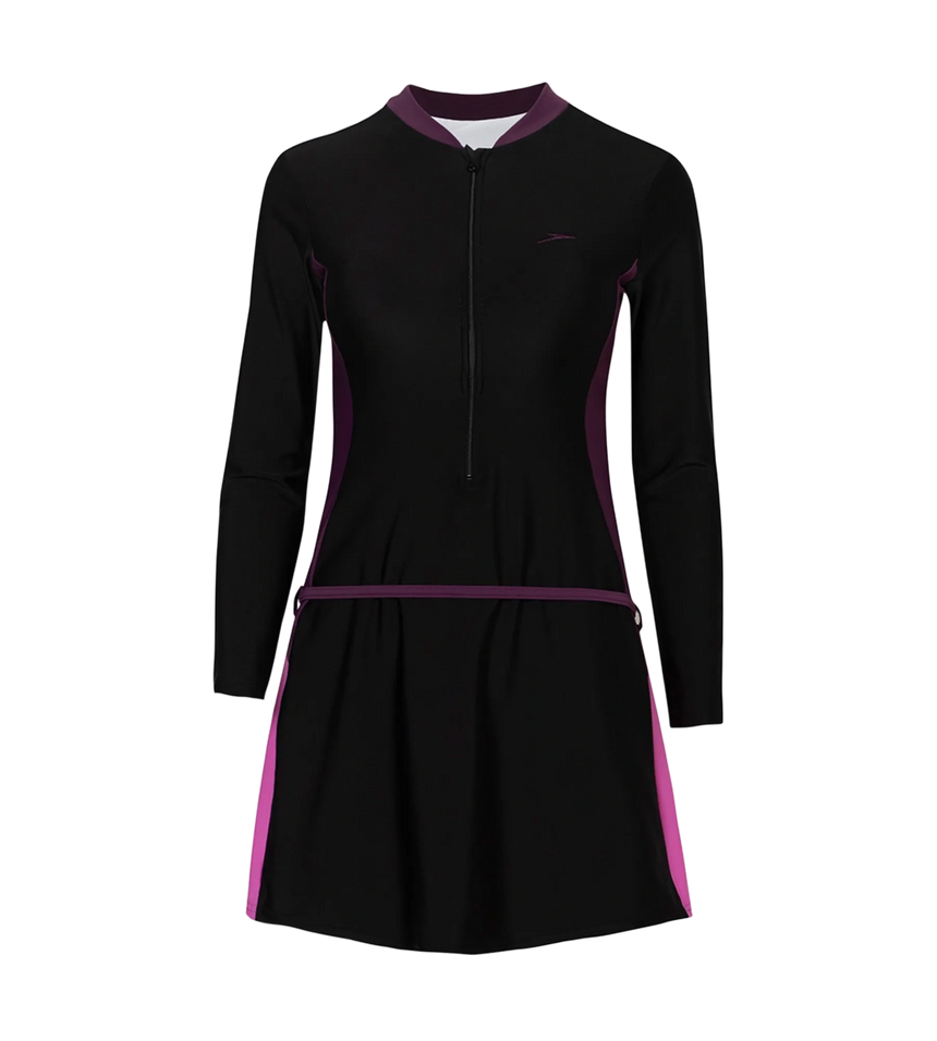Women's Endurance10 Two Piece Closedback Full Body Suit - Black, Plum Dandy & Neon Violet