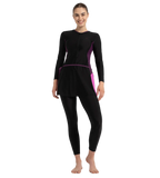 Women's Endurance10 Two Piece Closedback Full Body Suit - Black, Plum Dandy & Neon Violet