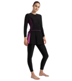 Women's Endurance10 Two Piece Closedback Full Body Suit - Black, Plum Dandy & Neon Violet
