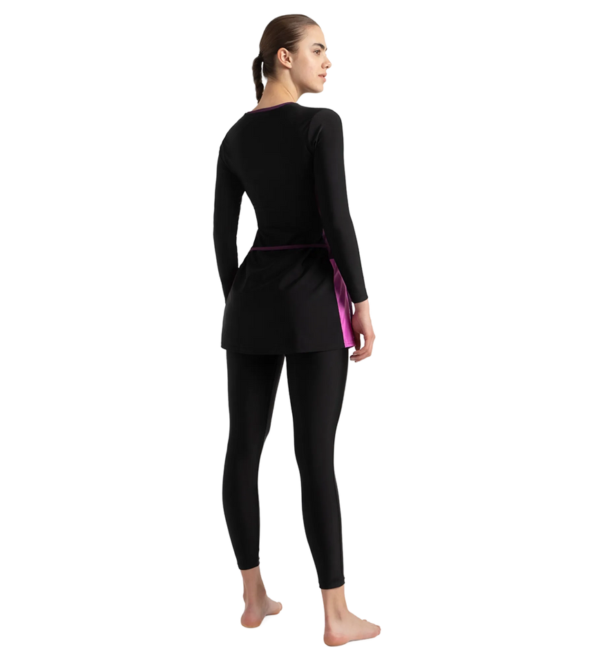 Women's Endurance10 Two Piece Closedback Full Body Suit - Black, Plum Dandy & Neon Violet