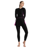 Women's Endurance10 Two Piece Closedback Full Body Suit - Black, Plum Dandy & Neon Violet