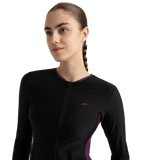 Women's Endurance10 Two Piece Closedback Full Body Suit - Black, Plum Dandy & Neon Violet