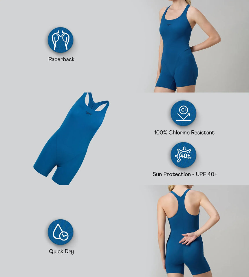 Women's Endurance+ Myrtle Racerback Legsuit  - Aegean Denim & True Navy