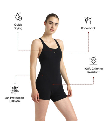 Women's Endurance+ Myrtle Racerback Legsuit - Black & Rose Gold