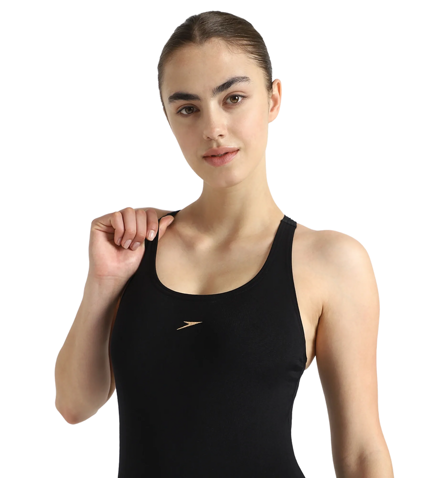 Women's Endurance+ Myrtle Racerback Legsuit - Black & Rose Gold