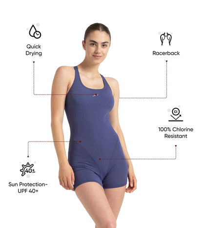 Women's Endurance+ Myrtle Racerback Legsuit - Hapuna Blue & Silver