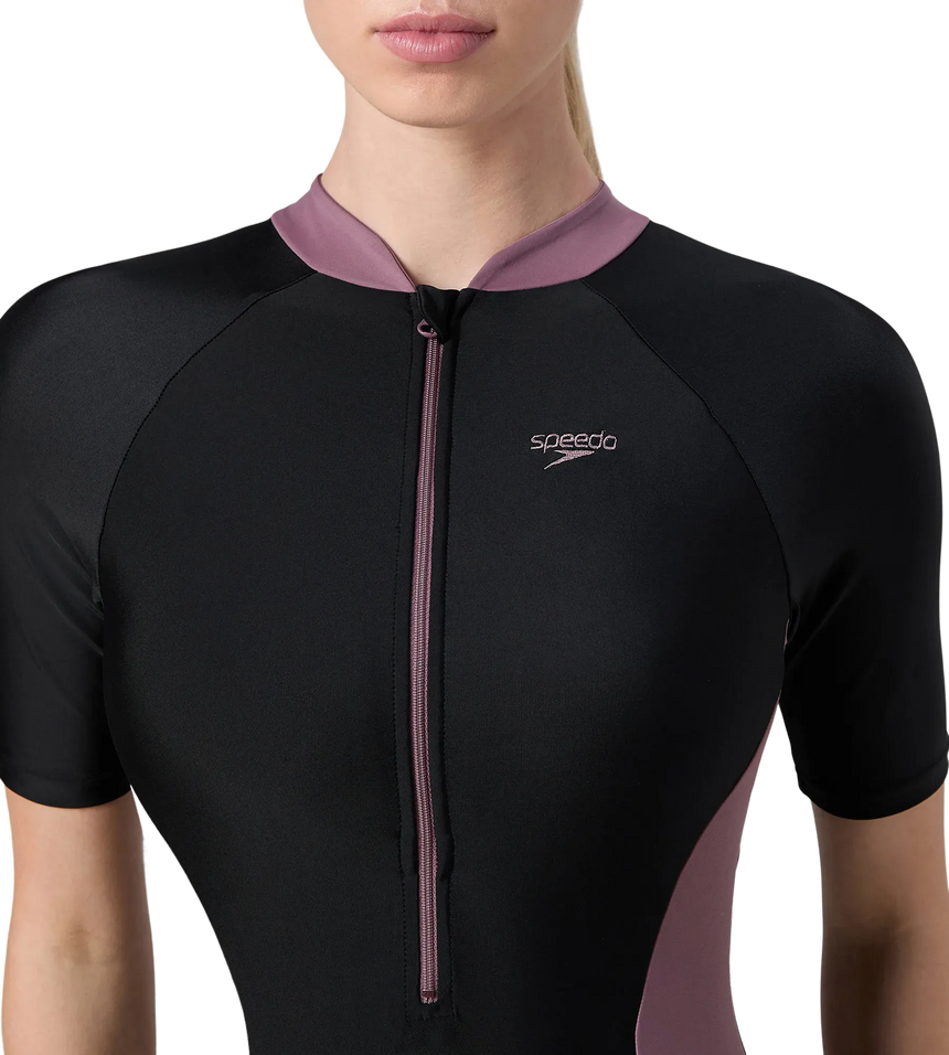 Women's Endurance10 Essential Panel Closedback Kneesuit - Black & Rum Raisin